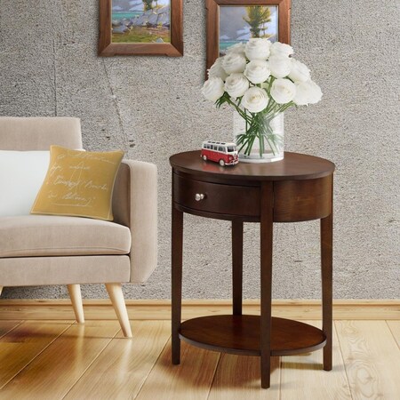East West Furniture Hillsboro Wood End Table with 1 Mid Century Modern Drawer - Antique Mahogany HI-0M-ET